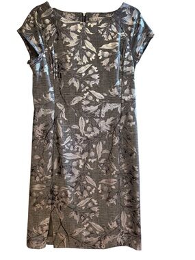 LABEL by Five Twelve Size 10 Metallic Silver Floral Plaid Sheath Dress